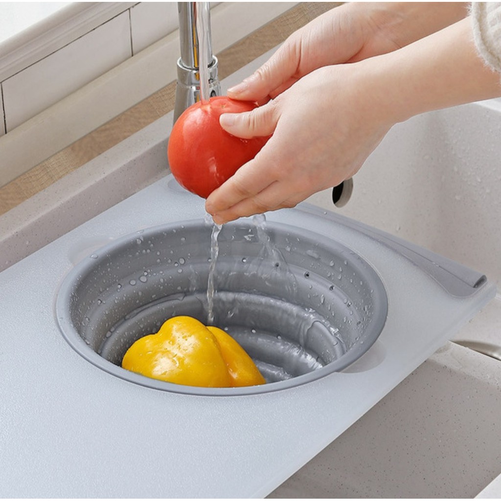 Thớt rổ nhựa đa năng gác bồn rửa chén 2 trong 1 siêu tiện lợi