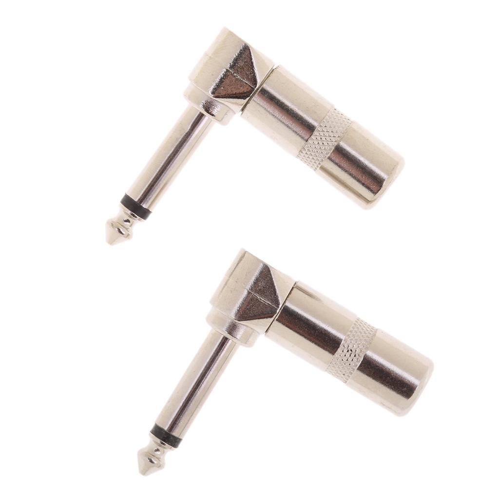 3-4pack 2 Pieces Mono Jack to Right Angled 90 Degree 6.35mm Welding Jack Plug