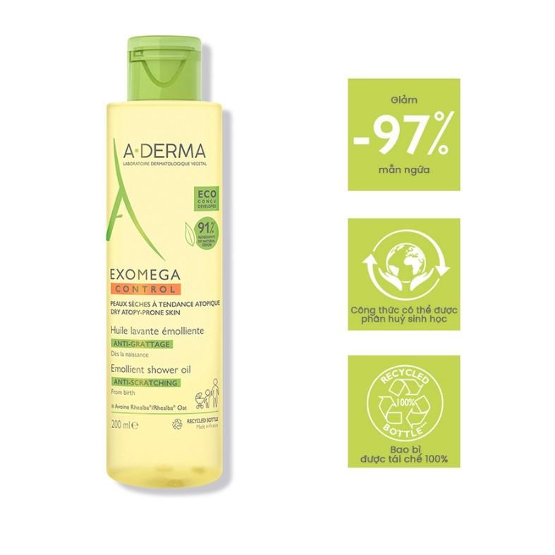 Dầu tắm dành cho da khô, da cơ địa A-Derma Exomega Control Shower Oil 200ML