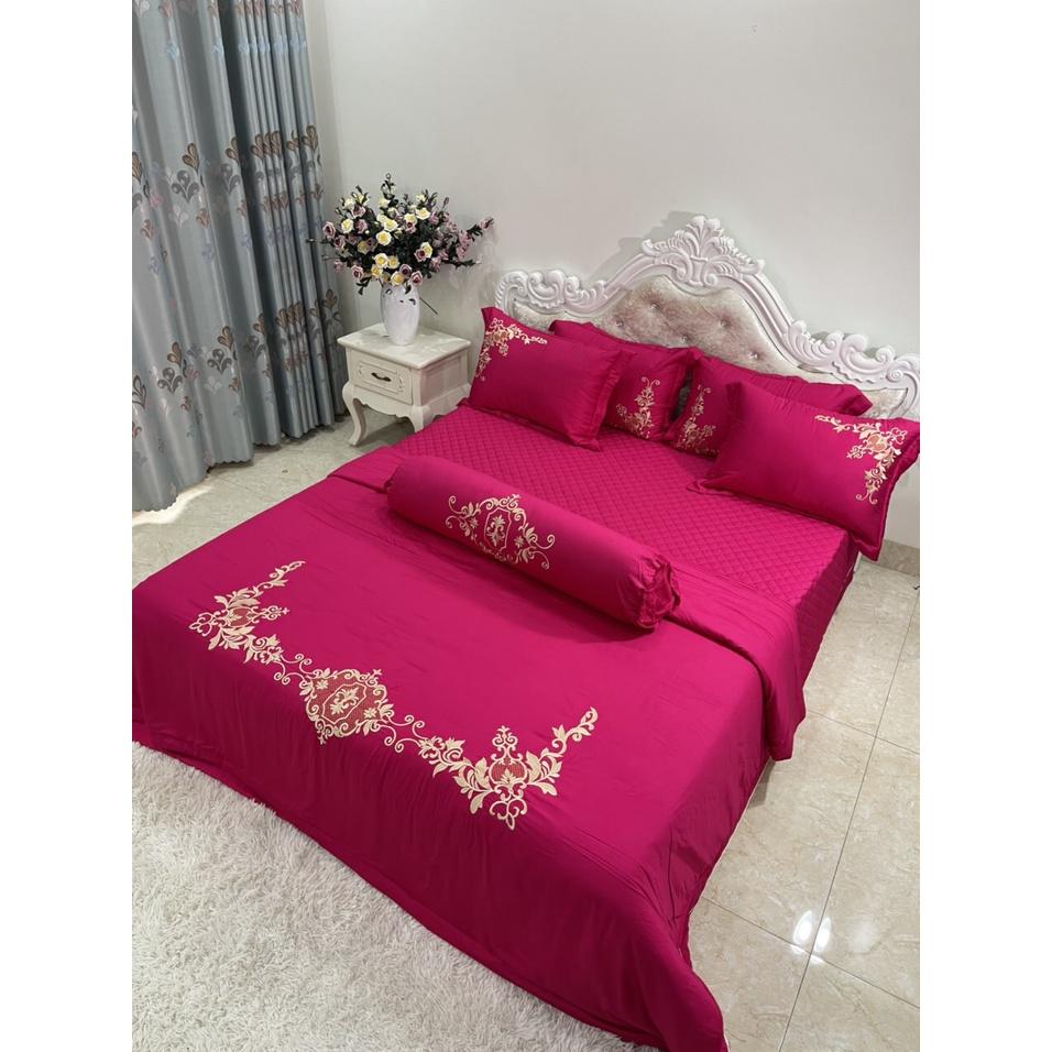 BỘ CHĂN GA LỤA THÊU 7 MÓN CAO CẤP