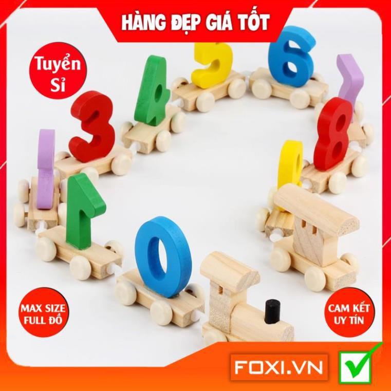 Đồ chơi Đoàn tàu hỏa thả hình-Đoàn tàu kéo xe số Foxi-Đoàn tàu kéo xe chữ-Đoàn kéo xe 12 con giáp Bằng gỗ