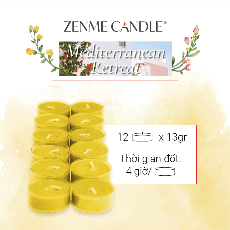 Nến Tealights - ZENME - Mediterranean Retreat - 12 viên