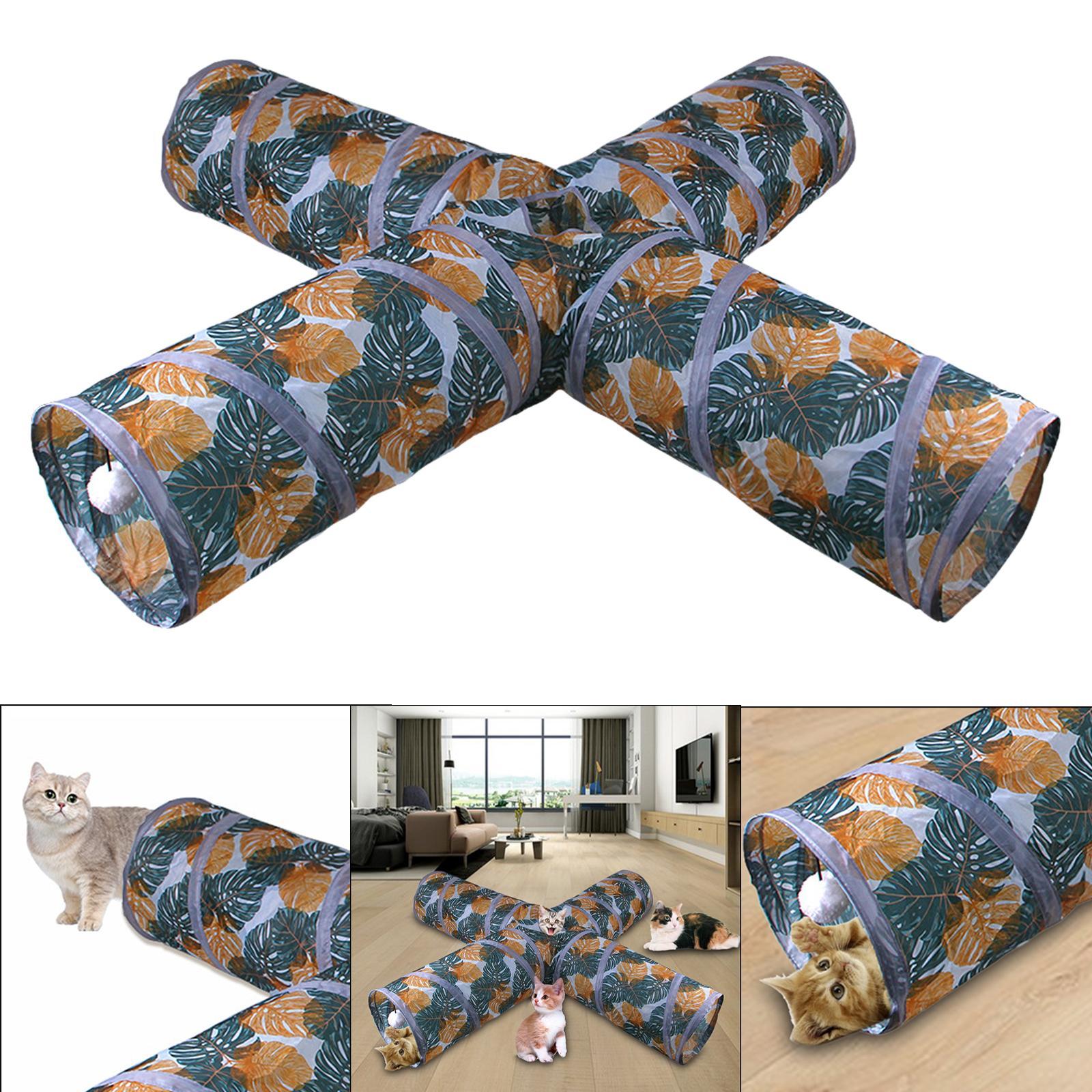Cat Tunnel Collapsible Pet Interactive Toy Kitten with Ball for Indoor