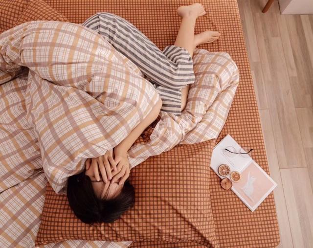 Set Cotton Living Kẻ Hàng Nhập Khẩu Cao Cấp 4 Món
