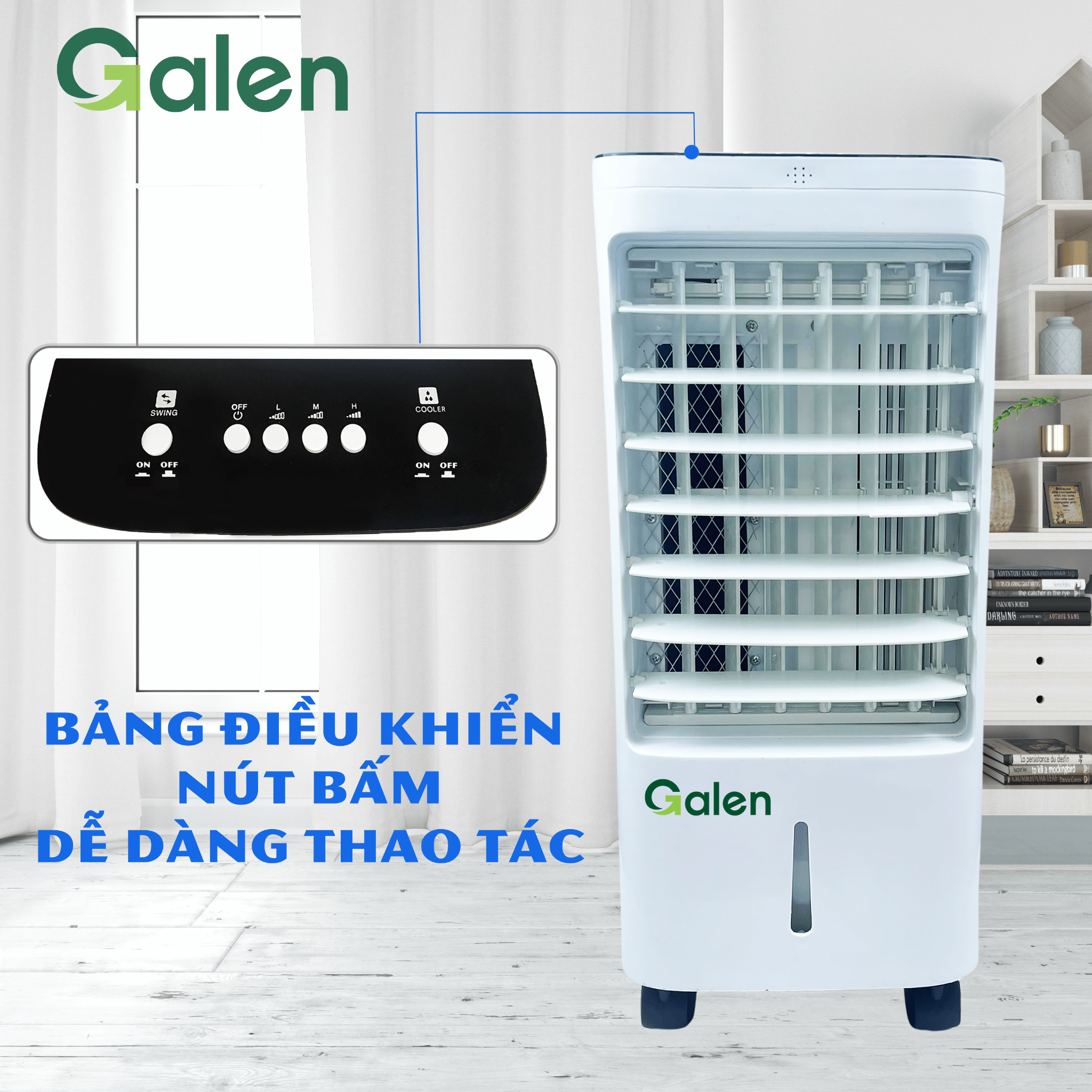 Quạt Điều Hòa Làm Mát Không Khí Galen G020 Công Suất 65W, Công Nghệ Nhật Bản, Tiết Kiệm Điện Năng - Hàng Chính Hãng