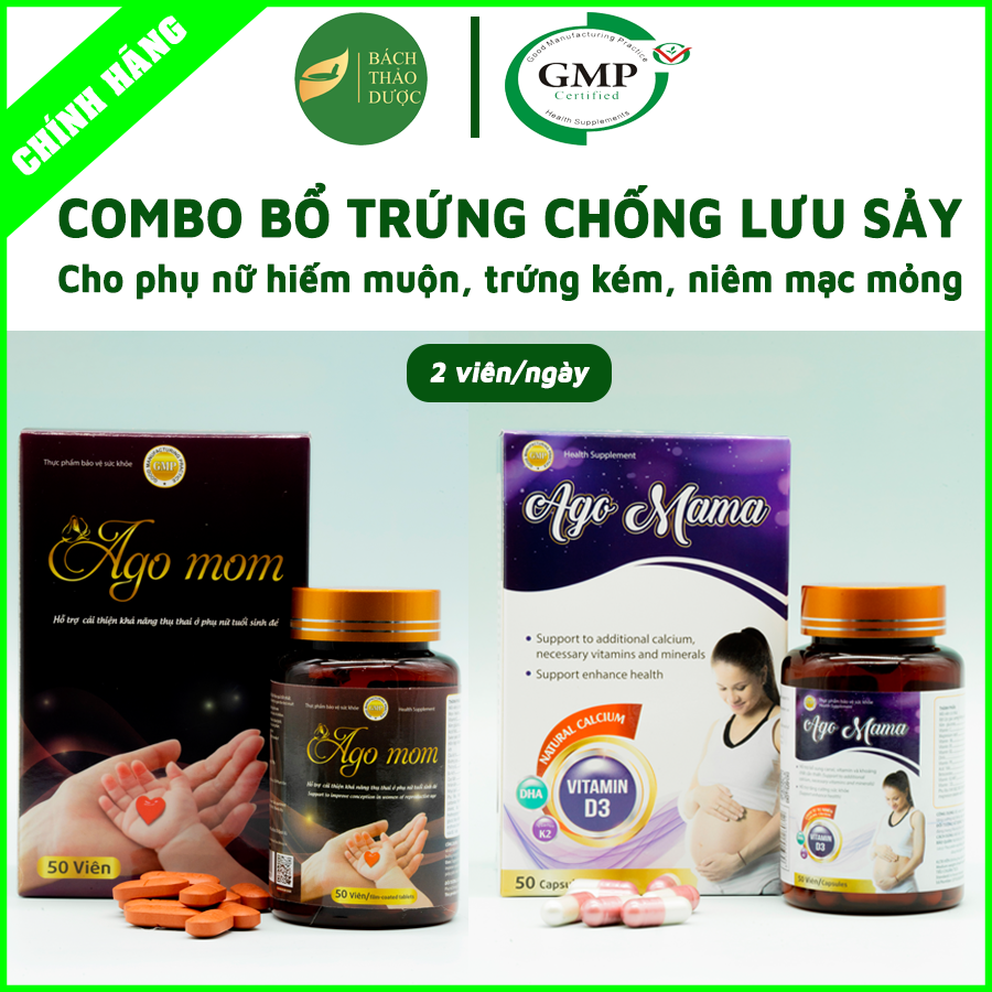 Liệu trình SINH SẢN bổ trứng dày niêm mạc tăng AMH chống lưu sảy thai cho phụ nữ vô sinh hiếm muộn - Combo AGO MOM + MẪU NGUYỆT ĐÀ + AGO MAMA