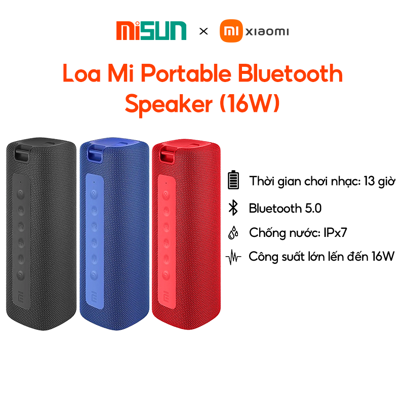 Loa Xiaomi Mi Portable Bluetooth Speaker (16W) | Kết nối Bluetooth 5.0 | Chống nước chuẩn IPx7 - Hàng Chính Hãng