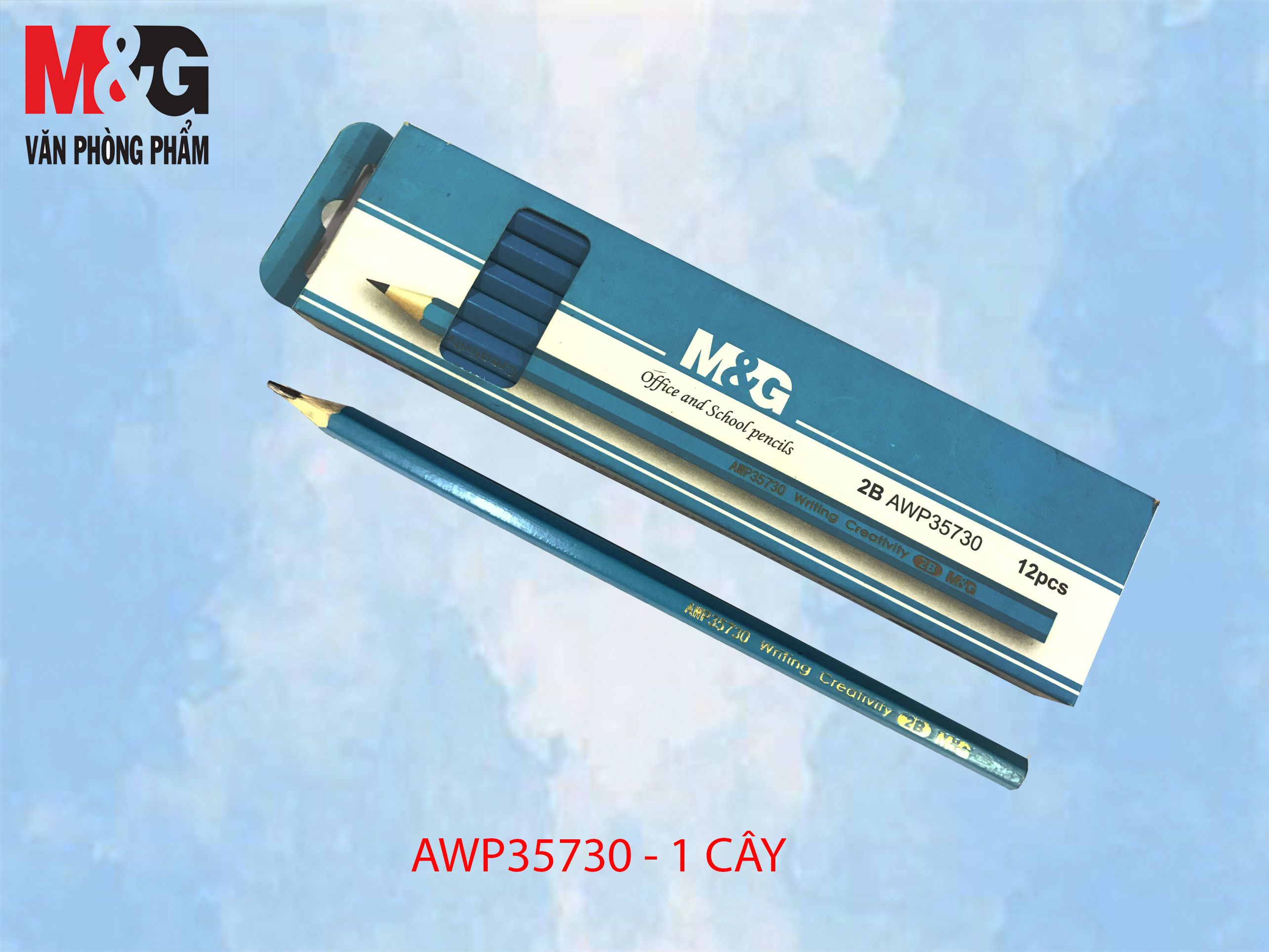 Combo 5 Chì Chuốt 2B M&G Màu Xanh AWP35730 Không Gôm