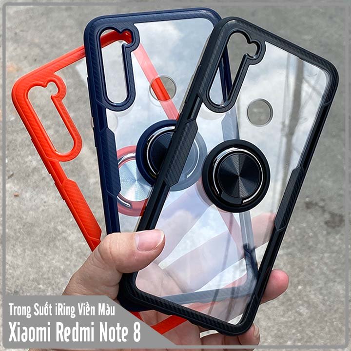 Ốp lưng cho Xiaomi Redmi Note 8 Trong Suốt Chống Sốc iRing Viền Màu
