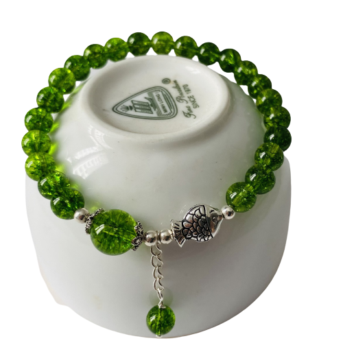 HCM- VÒNG TAY ĐÁ PERIDOT TỰ NHIÊN BẠC 925