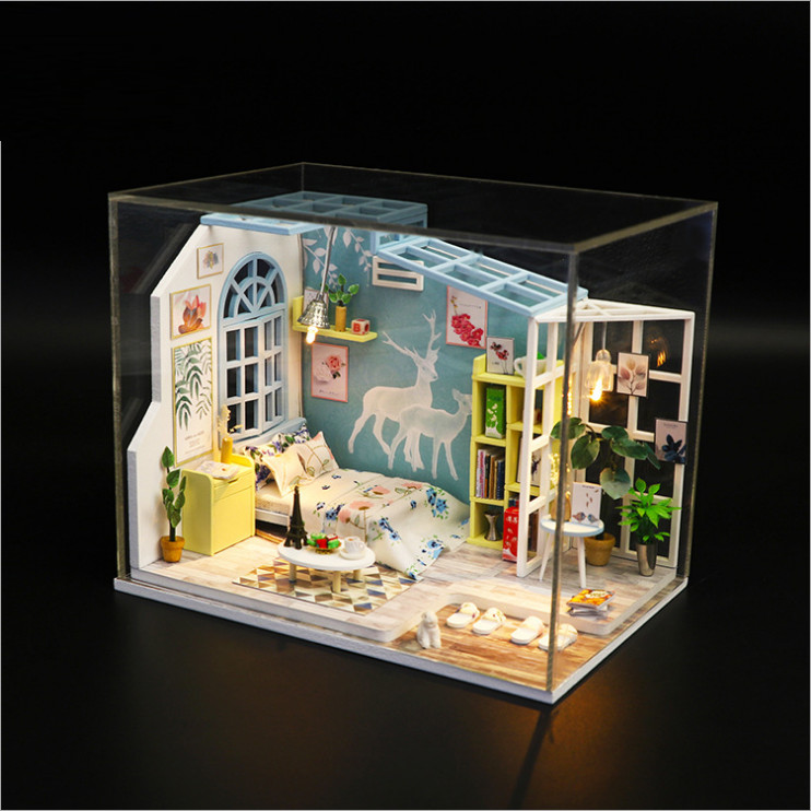 Mô hình nhà DIY Doll House Family Nap Kèm Mica Chống bụi