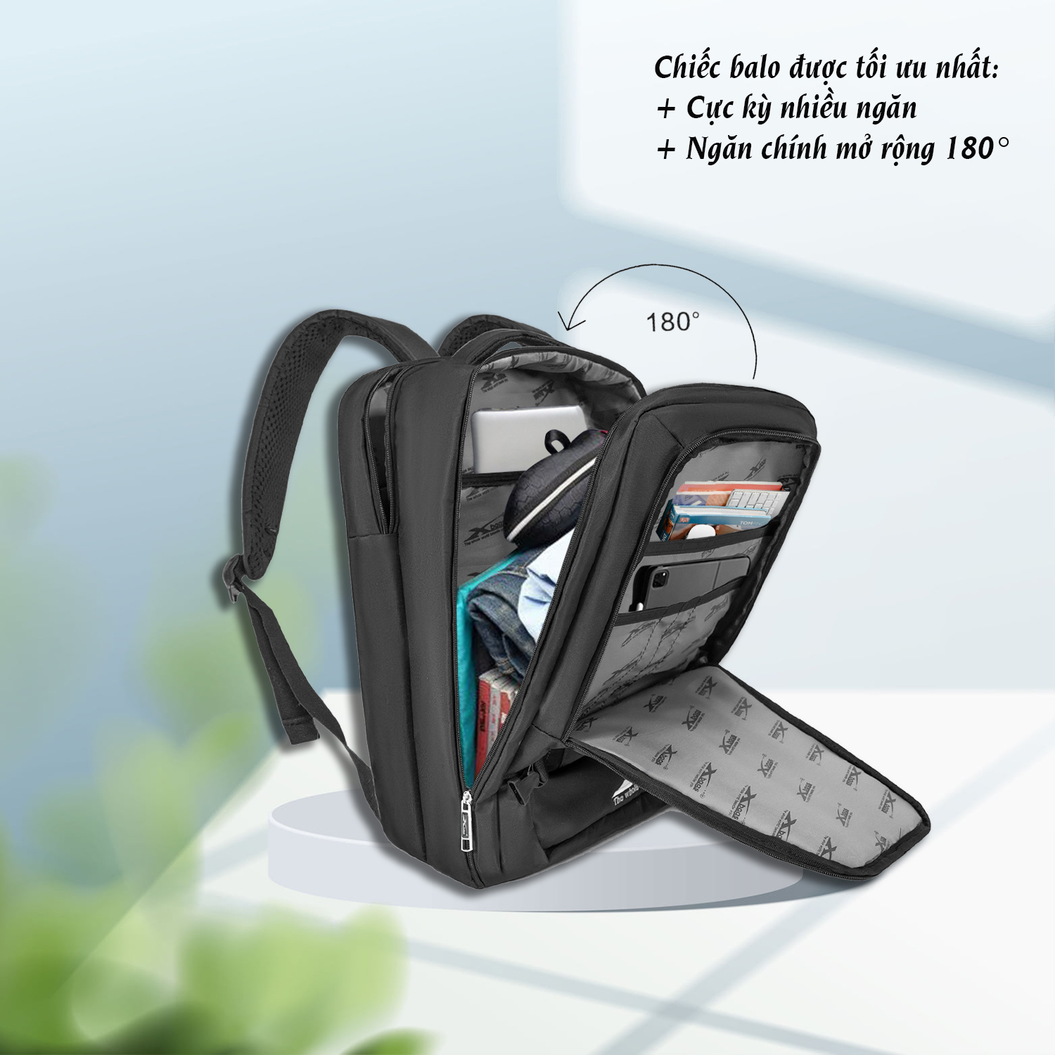 Balo Laptop du lịch size  lớn Xbags Leader balo laptop 17 inch chống nước