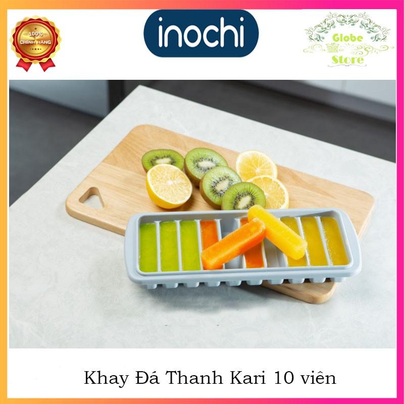 Khay Làm Đá Tủ Lạnh Cao Cấp Thanh 10 Viên Có Nắp Nhựa Bảo Vệ KARI INOCHI