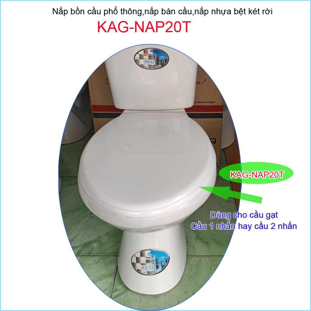 Nắp bàn cầu phổ thông KAG-NAP20T, nắp bàn cầu 2 khối trắng