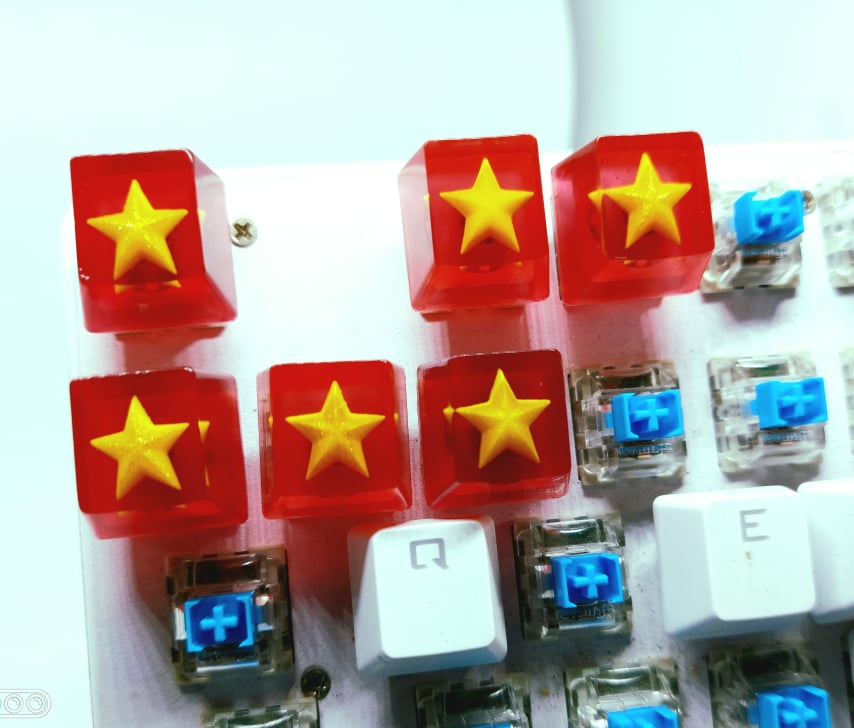 Keycap quốc kỳ Việt Nam, cá koi vàng, hoa hồng vàng trang trí bàn phím gaming