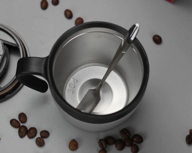 LY GIỮ NHIỆT NÓNG LẠNH CÀ PHÊ CREATIVE 330ML INOX 304 có muỗng- Ly giữ nhiệt uống cà phê trà Creative có tay cầm 330ml -binh giu nhiet- ly giu nhiet - ly uống nước ly giữ nhiệt inox -