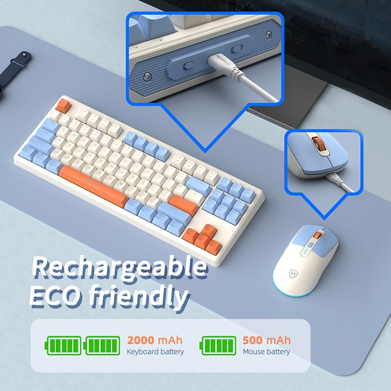 Bộ Bàn Phím Kèm Chuột Không Dây MicroPack Lifestyle KM-269W Tích Hợp Pin Sạc Kết Nối Không Dây 2.4G Hàng Chính Hãng