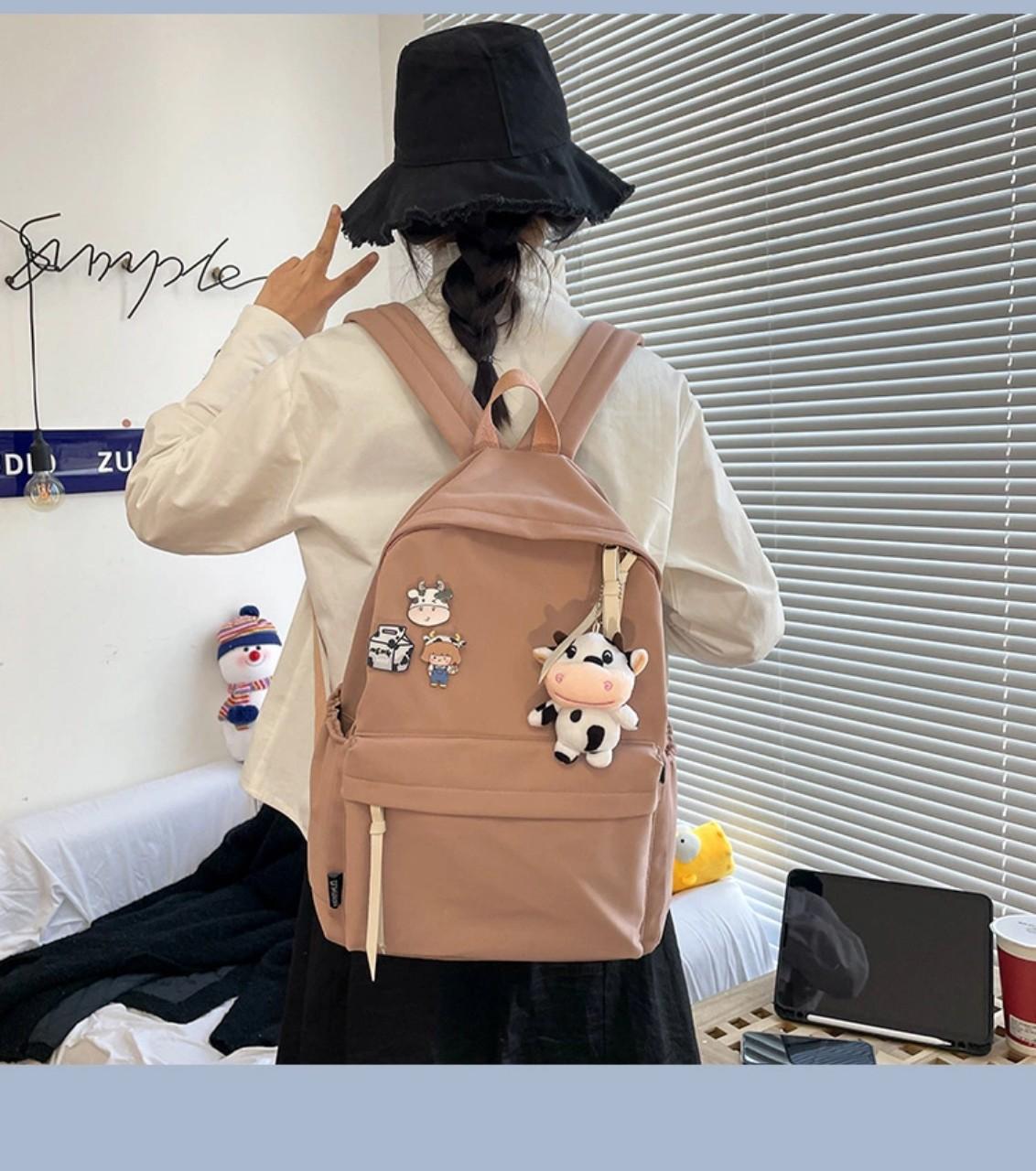 Balo thời trang nam nữ ulzzang thời trang cao cấp họa tiết bò sữa hàng chuẩn chất lượng
