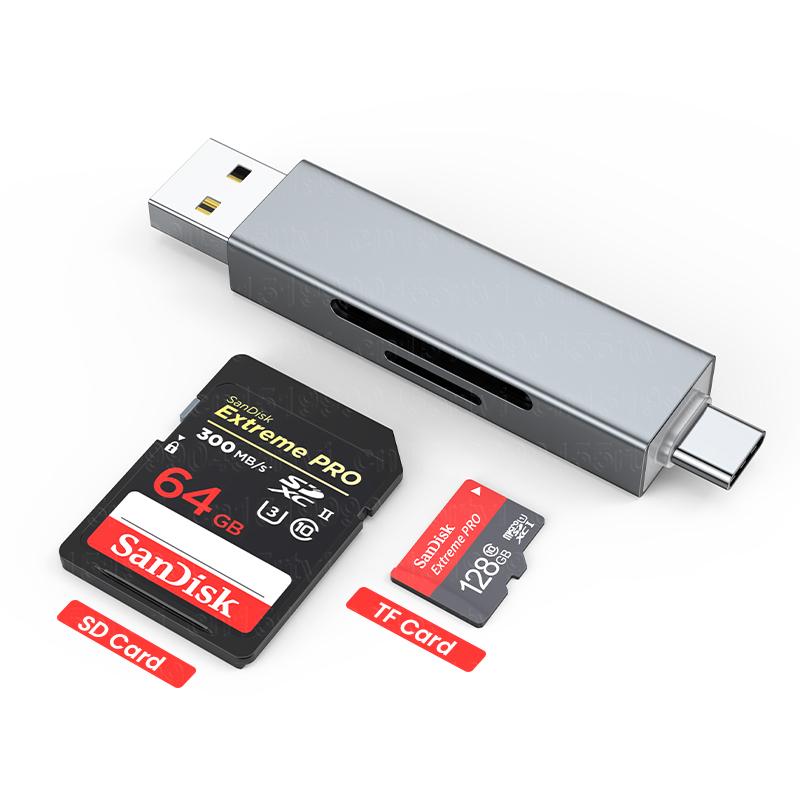 Trình đọc thẻ USB 2.0/TYPE-C đến SD Micro SD TF OTG Bộ điều hợp thẻ bộ nhớ cho PC Phụ kiện máy tính xách tay Multi CardReader Reader