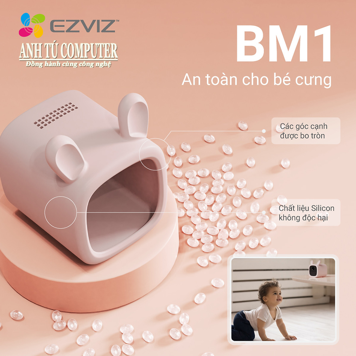 Camera trông trẻ thông minh tích hợp pin EZVIZ BM1 hàng chính hãng