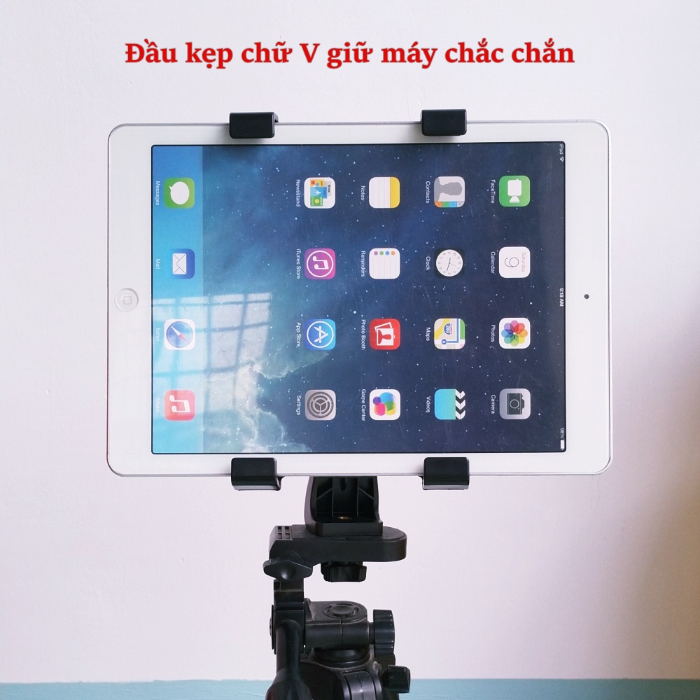 Kẹp iPad SmileBox dành cho iPad máy tính bảng loại lớn trục xoay 360 độ, kẹp ipad gắn tripod xoay ngang dọc cho máy 8/10.2/10.9/11/12.9 inch- Hàng chính hãng