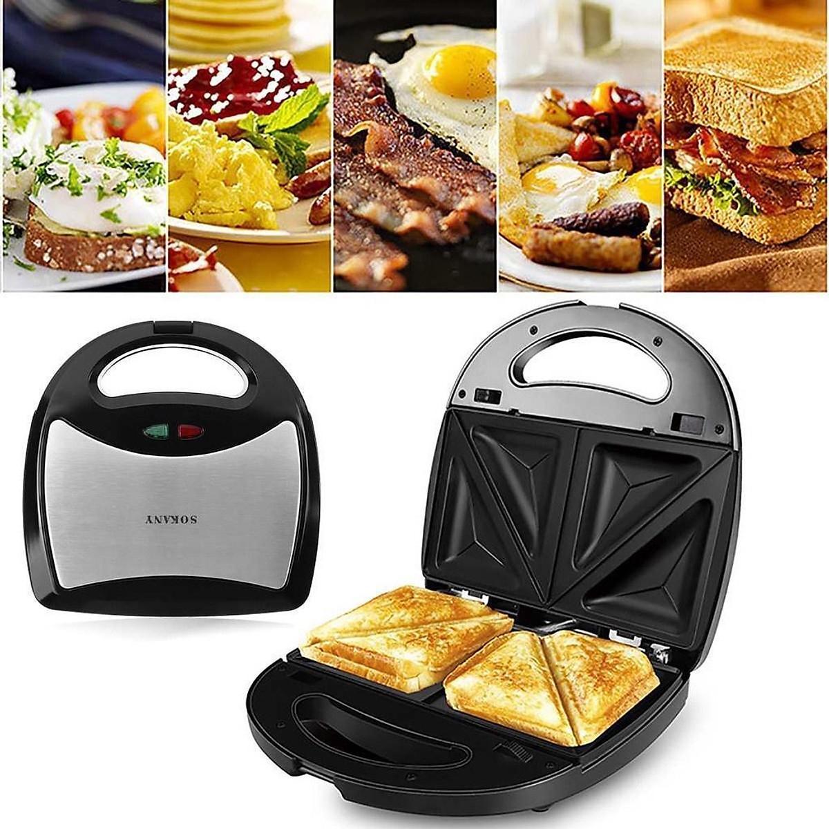 Máy Nướng Bánh Mì Sandwich 750W, Máy Làm Bánh Hotdog 220V KJ-102 Cao Cấp Chống Dính Siêu Bền