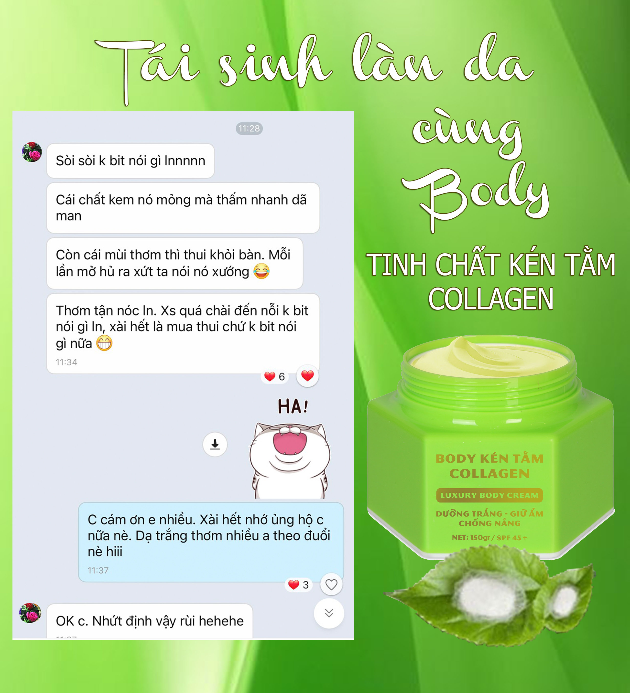 Kem Body Kén Tằm Collagen NDK trắng da nhanh sau 2 tuần