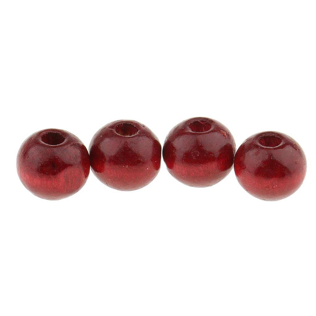 50pcs Loose Beads Round Wood Beads Wooden Beads Beading Supplies 8mm Red