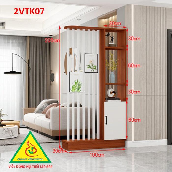 Tủ kệ trang trí kiêm vách ngăn phòng khách , nhà bếp 2VTK07 - Nội thất lắp ráp Viendong Adv