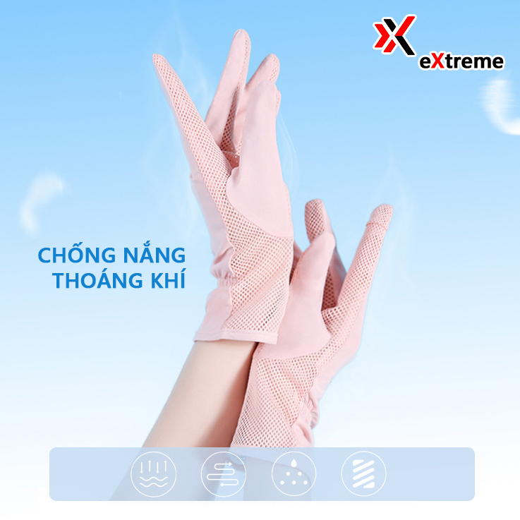 Găng tay chống nắng nữ eXtreme GN1101 vải lụa băng thoáng mát, chống tia UV, UPF 50+ cảm ứng điện thoại