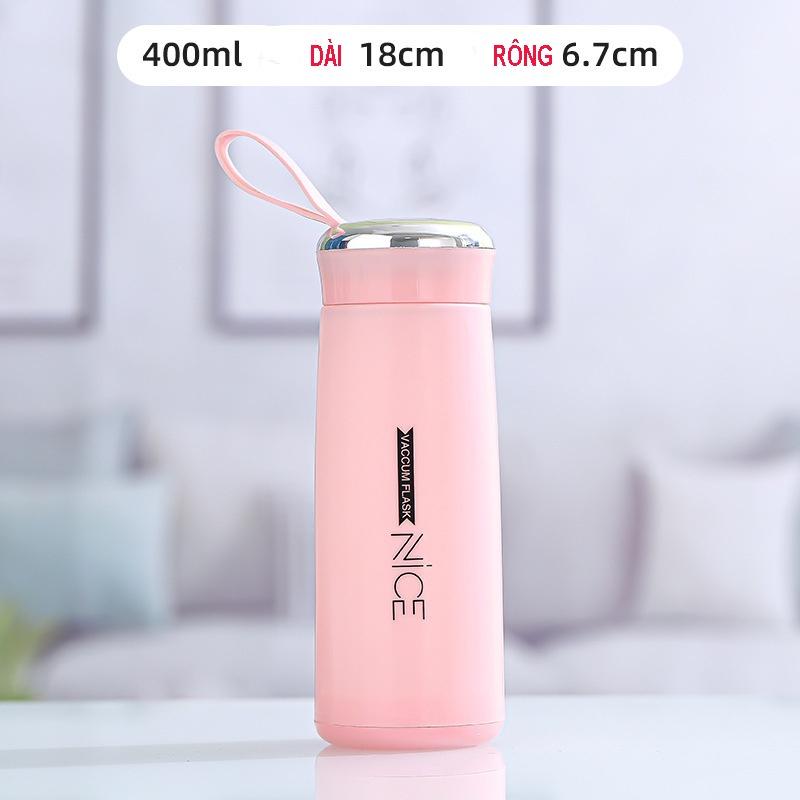 Bình đựng nước Nice bọc nhựa giữ nhiệt nhẹ 400ml, nhỏ gọn và xinh xắn đảm bảo an toàn sức khỏe - Yumeshop94