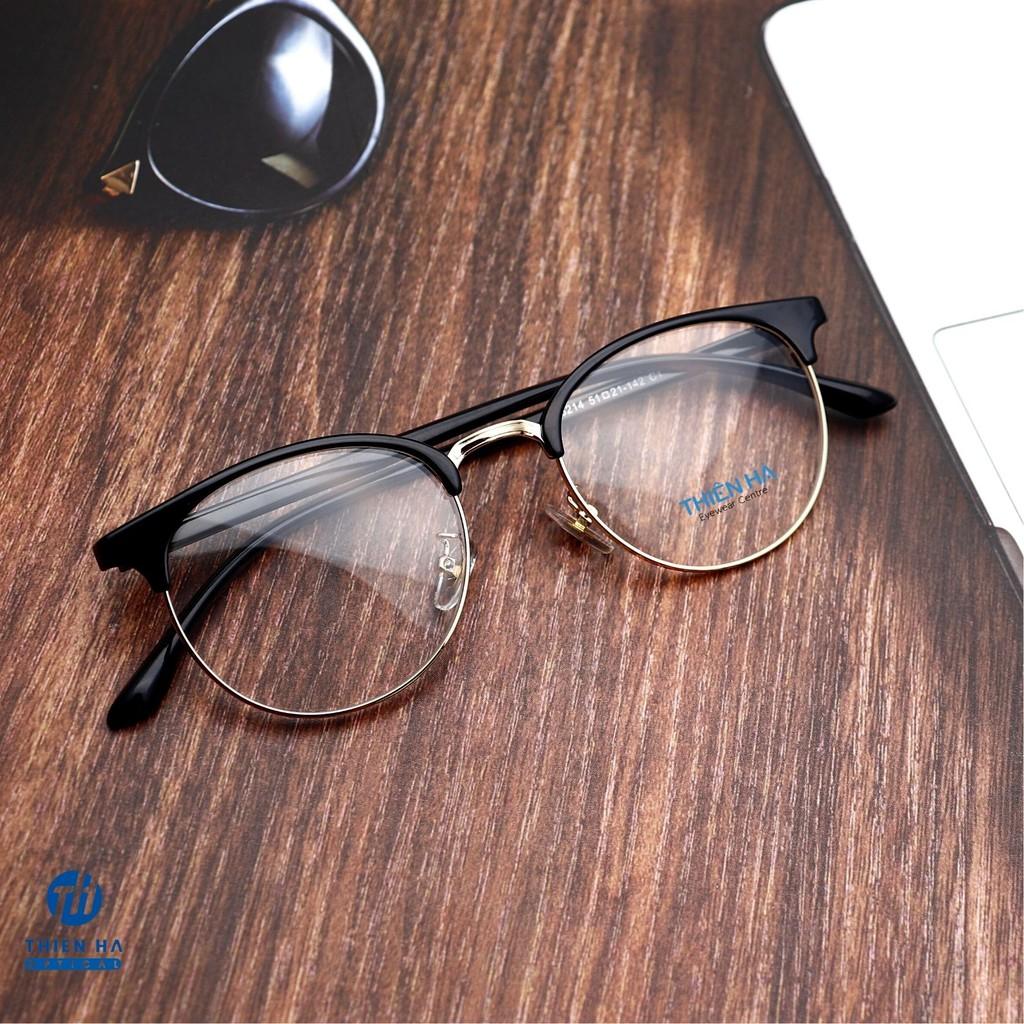 Gọng kính tròn nữ nhựa dẻo THIÊN HÀ OPTICAL nhựa dẻo viền mí nhựa cầu kim loại dáng tròn trẻ năng động nhiều màu TH6214