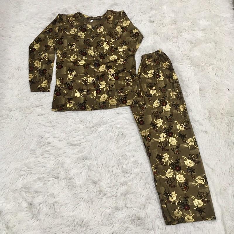 Bộ bà già túi thun Nhung ÉP HOA size 1.2.3.4.5