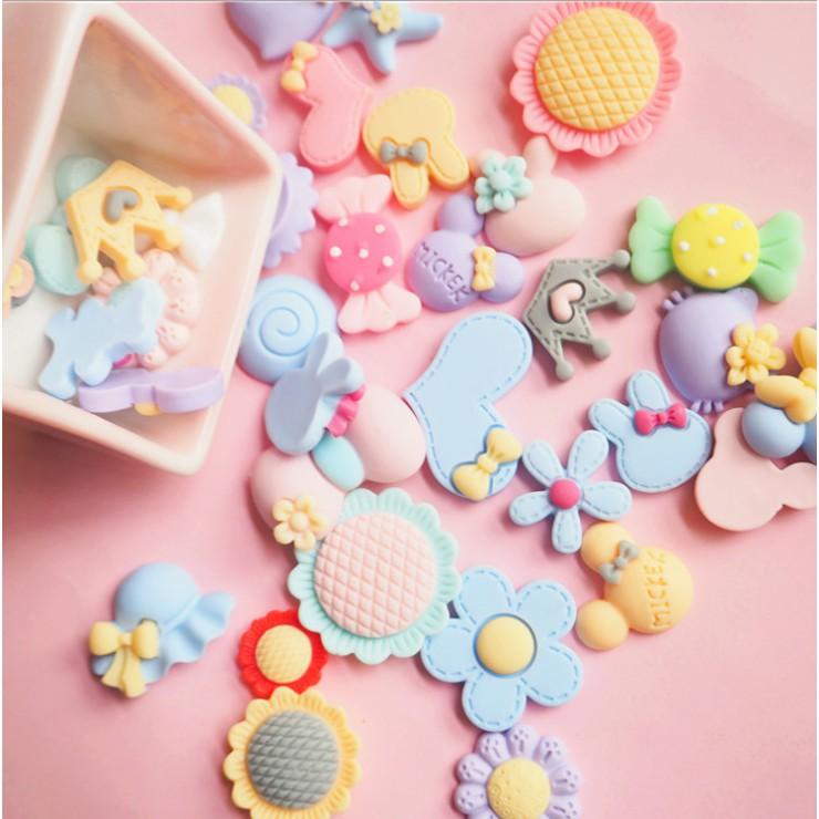 *HN* Túi 100 charm các mẫu nơ, hoa, mũ trang trí vỏ ốp điện thoại, kẹp tóc, DIY