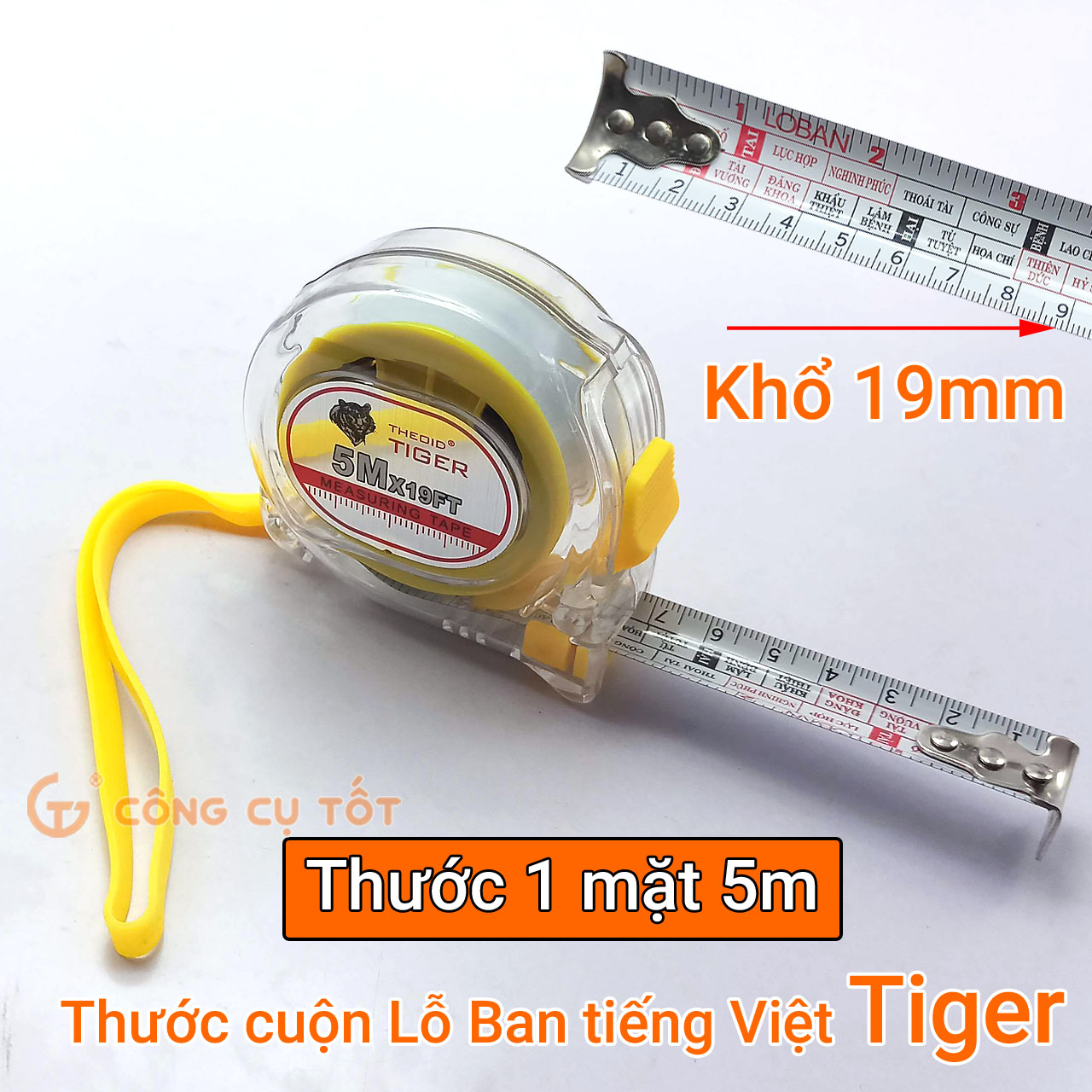 Thước cuộn Lỗ Ban tiếng Việt 5m một mặt 