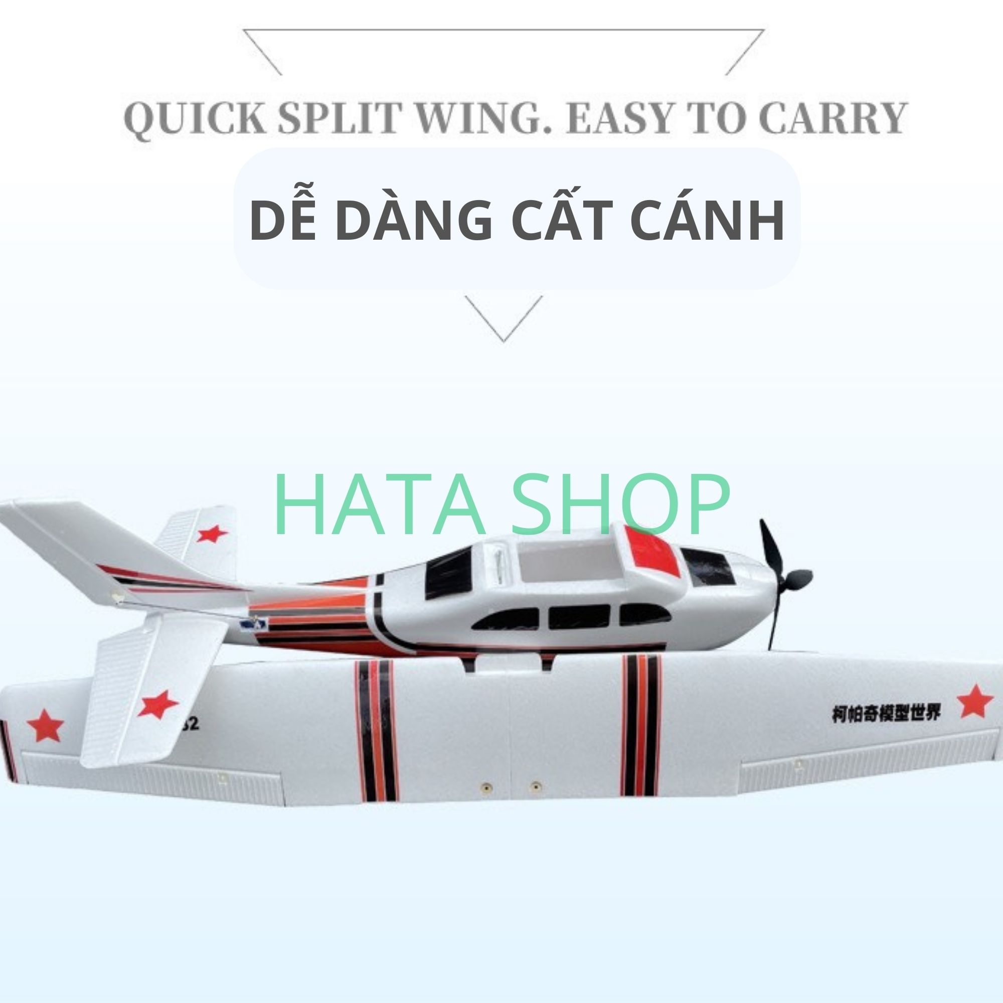 [Mẫu Mới] Máy Bay Cánh Bằng Cessna 182 Plus Sải Cánh Dài 1m2 Size Lớn Chống Rơi Vỡ Chất Liệu EPO