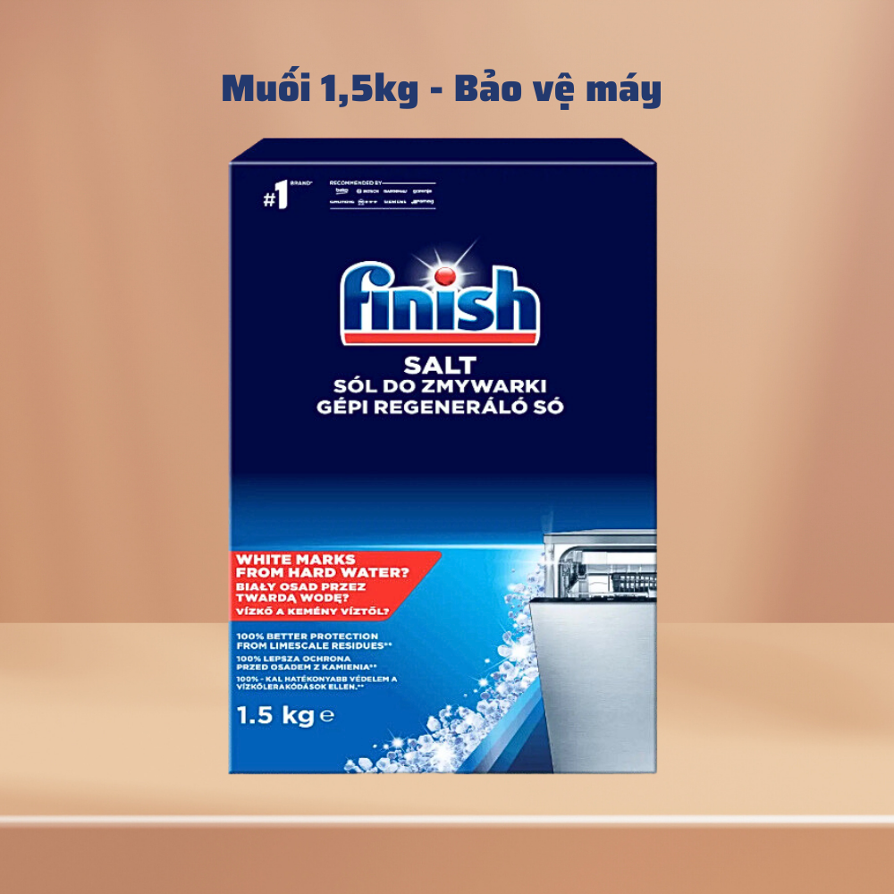 Combo Muối rửa bát Finish 4kg+Vệ sinh máy Finish