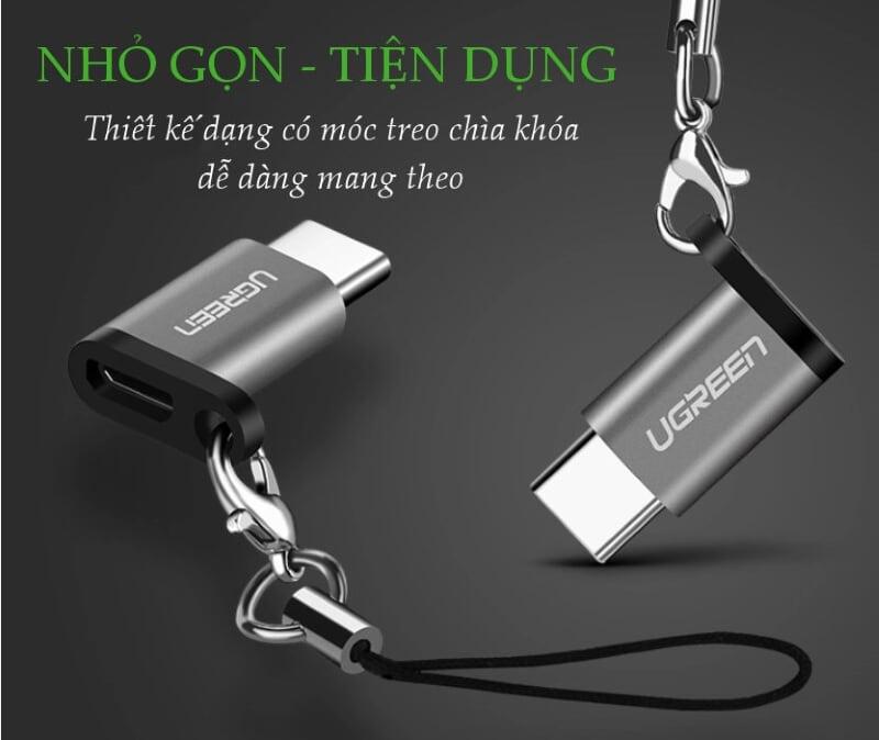 Ugreen UG50551US278TK Màu Đen Đầu chuyển đổi MICRO USB sang TYPE C hỗ trợ OTG - HÀNG CHÍNH HÃNG