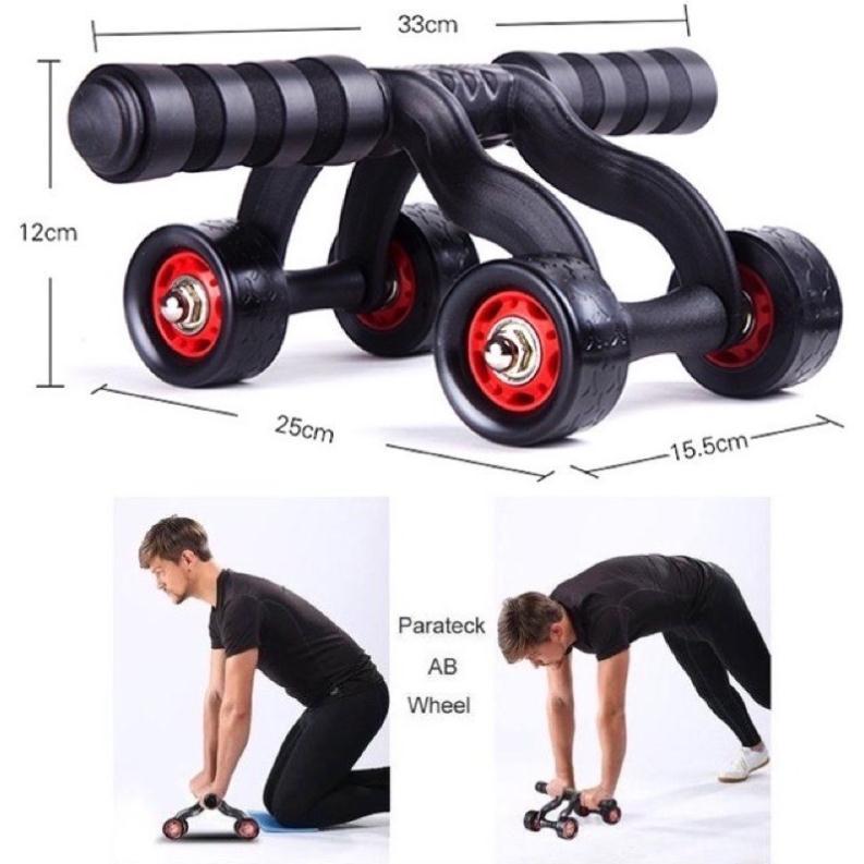 Con lăn tập bụng gym 4 bánh TẶNG KÈM thảm nhỏ đỡ đầu gối - con lăn tập cơ bụng dùng cho cả vđv chuyên nghiệp