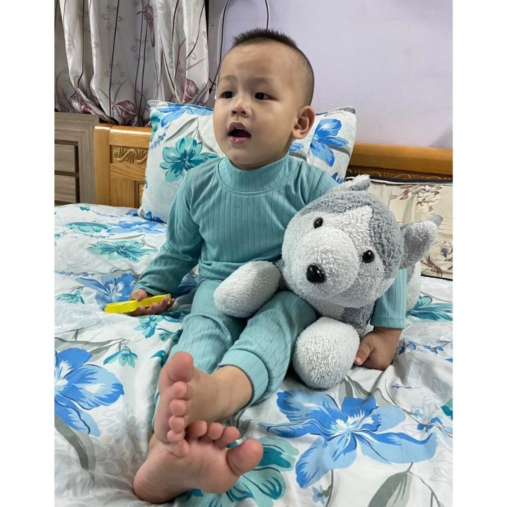 Bộ Cổ 3 Phân Cho Bé Bộ Thu Đông Dài Tay MinKy Mom Cho Bé Trai Bé Gái Thiết kế Cổ Cao Giữ Ấm Tốt Cho Bé Khi Ngủ