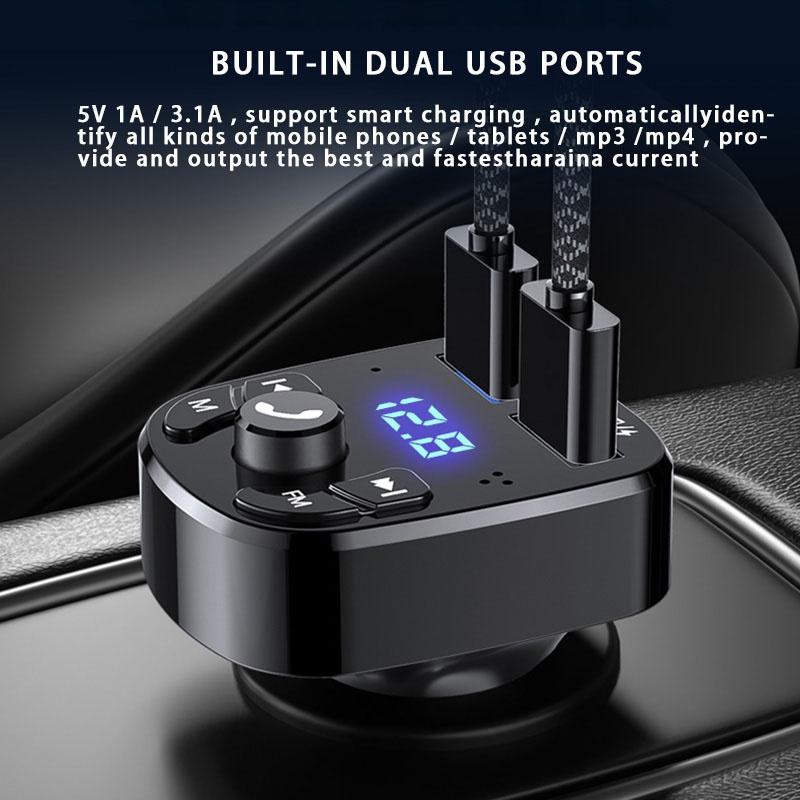 Máy nghe nhạc MP3 đài FM Bluetooth 5.0 kiêm tẩu sạc QC 3.0 cho điện thoại Android/iOS trên xe hơi