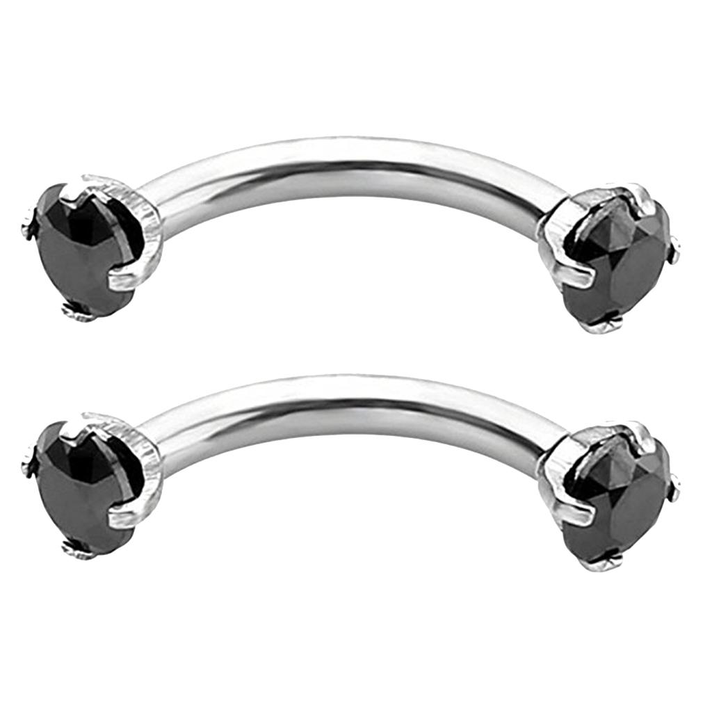 Stainless Steel Zircon Curved Barbell Eyebrow Piercing Jewellery White