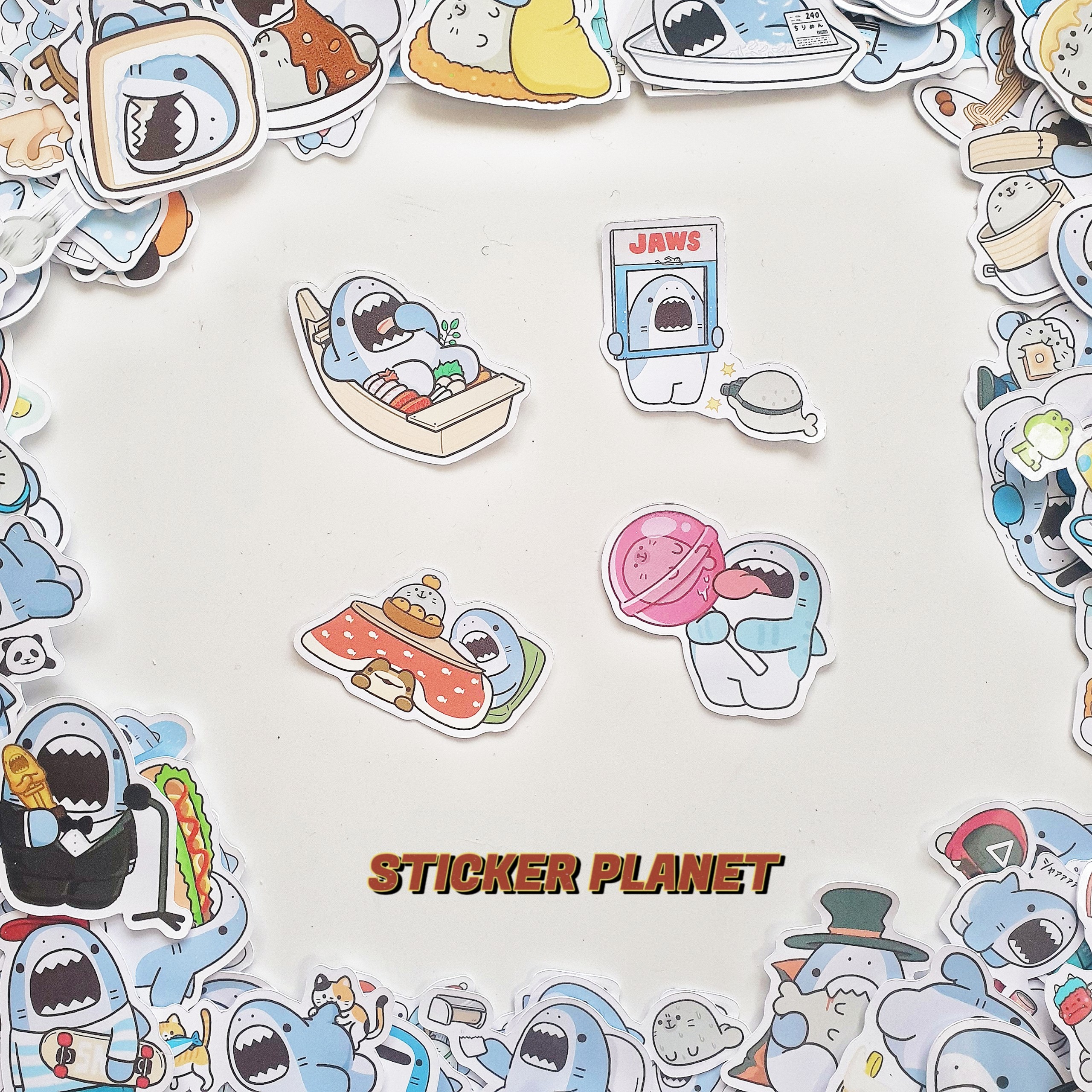 Sticker cá mập samezu đáng yêu decal dán laptop , điện thoại hình dán trang trí