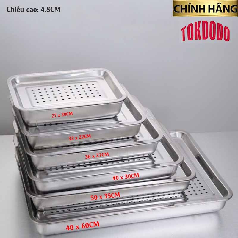 Khay Inox Úp Ly Có Lỗ - Mâm Trà Chữ Nhật Nhiều Cỡ