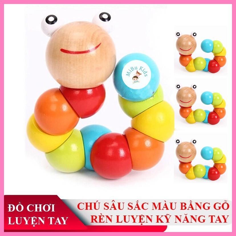 COMBO 2 CON SÂU BẰNG GỖ CHO BÉ TẬP CẦM NẮM loại đẹp