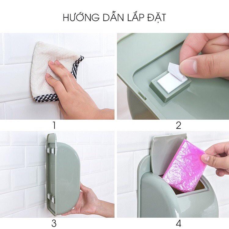 Hộp Đựng Gọn Túi Nilon, Túi Đựng Rác Dán Tường Không Cần Khoan Đục Dính Cực Chắc