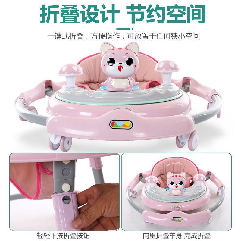 Xe tròn tập đi cho bé BABY hình mèo cho bé chỉnh cao thấp, có nhạc (Xanh nhạt-Xanh đậm-Hồng)