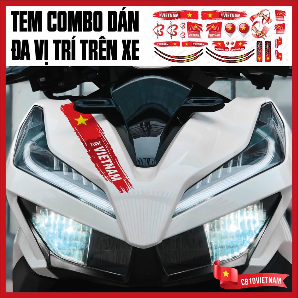 Tem Xe Máy Đa Vị Trí Chủ Đề Việt Nam | CB10VIETNAM | Decal Dán Cho Mọi Dòng Xe, Chống Nước, Chống Bay Màu
