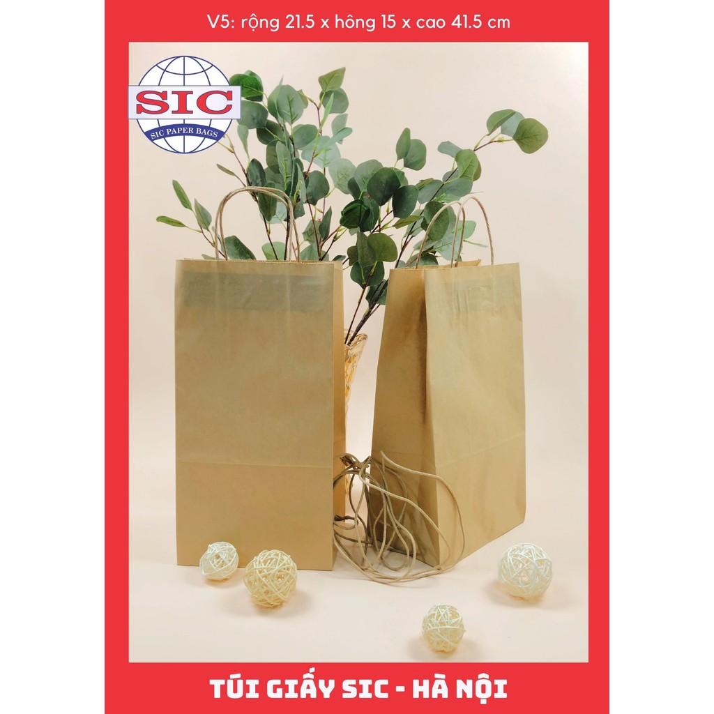 100 CHIẾC TÚI GIẤY KRAFT V5-21,5x15x41,5cm CÓ QUAI