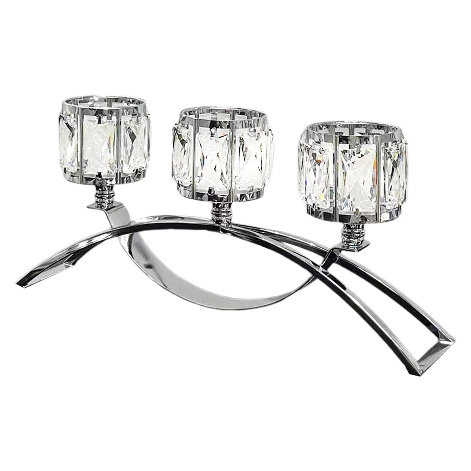 Tea Light Candle Holder 3 Arms Glass Bowl Tealight Candelabra for Cafe Decor
